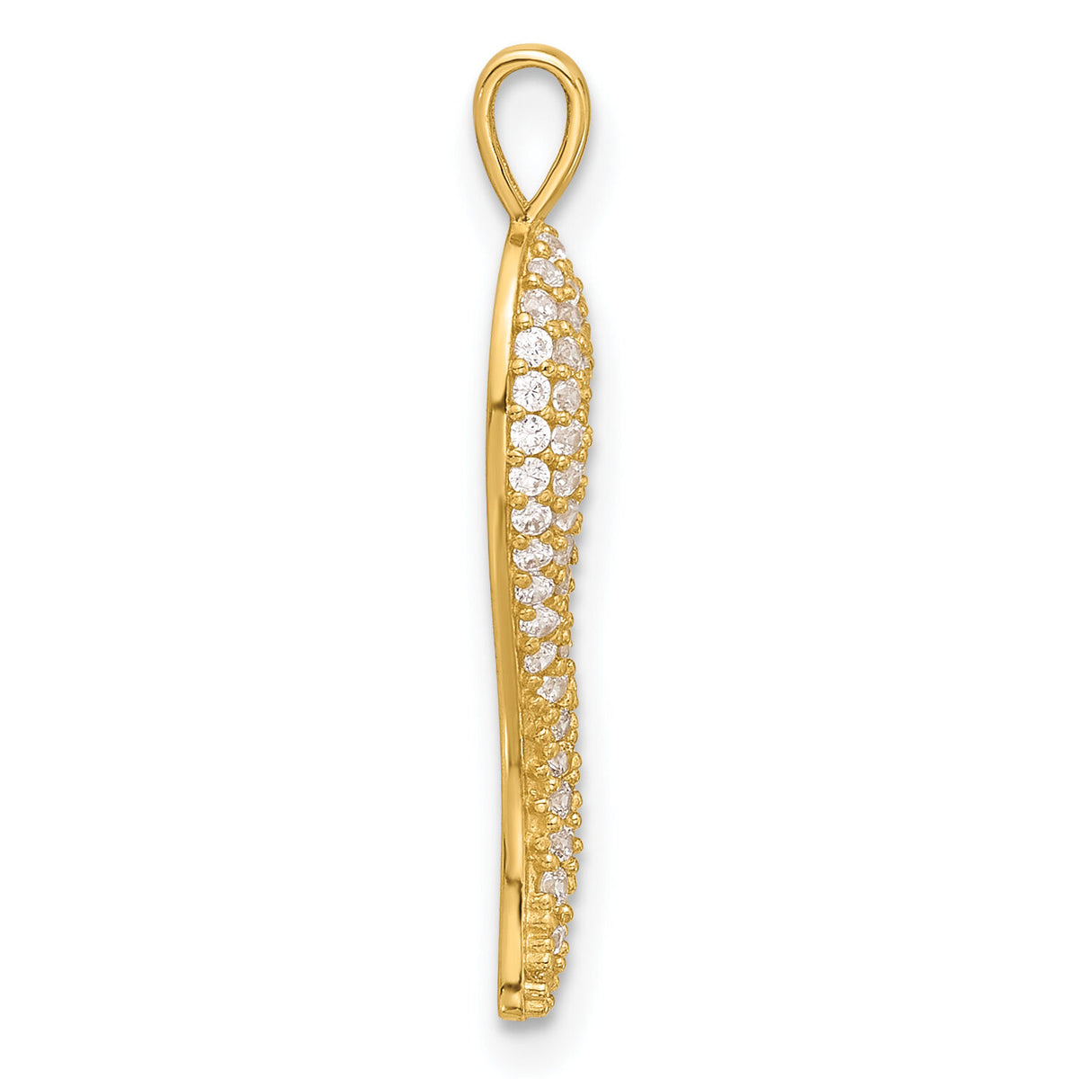14k Polished CZ Large Italian Horn Pendant-YC1583