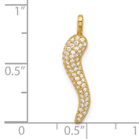 14k Polished CZ Large Italian Horn Pendant-YC1583