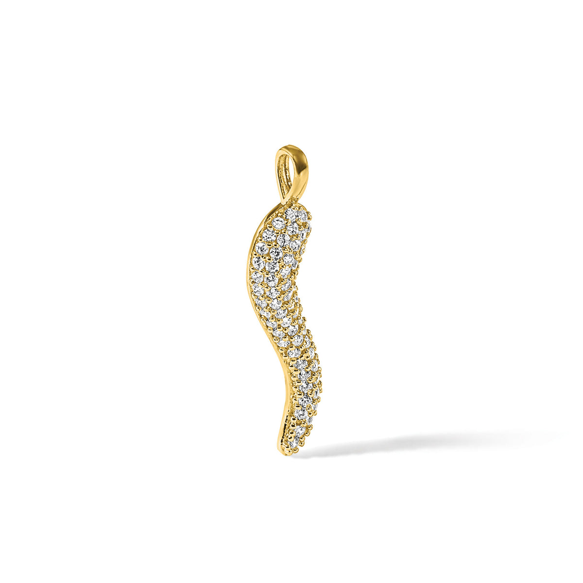 14k Polished CZ Large Italian Horn Pendant-YC1583
