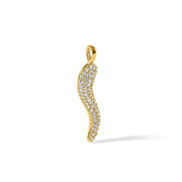 14k Polished CZ Large Italian Horn Pendant-YC1583