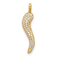 14k Polished CZ Large Italian Horn Pendant-YC1583