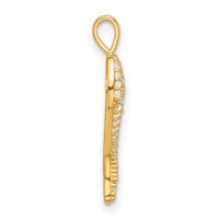 14k Polished CZ Small Italian Horn Pendant-YC1584