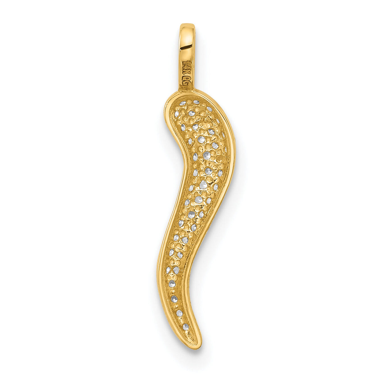 14k Polished CZ Small Italian Horn Pendant-YC1584