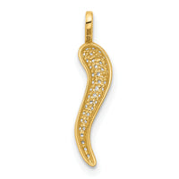 14k Polished CZ Small Italian Horn Pendant-YC1584