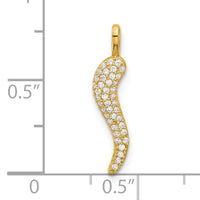 14k Polished CZ Small Italian Horn Pendant-YC1584