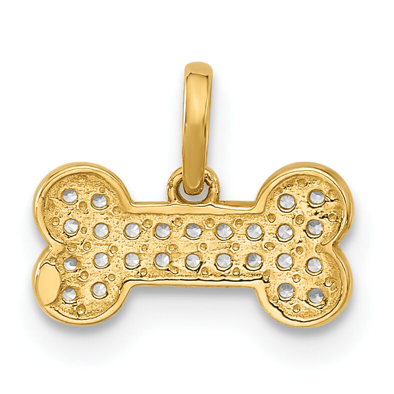 14K Polished CZ Dog Bone Pendant-YC1586