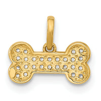 14K Polished CZ Dog Bone Pendant-YC1586