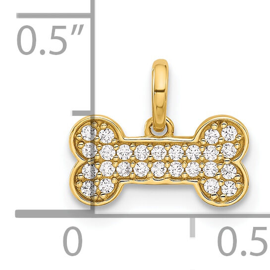 14K Polished CZ Dog Bone Pendant-YC1586