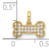 14K Polished CZ Dog Bone Pendant-YC1586