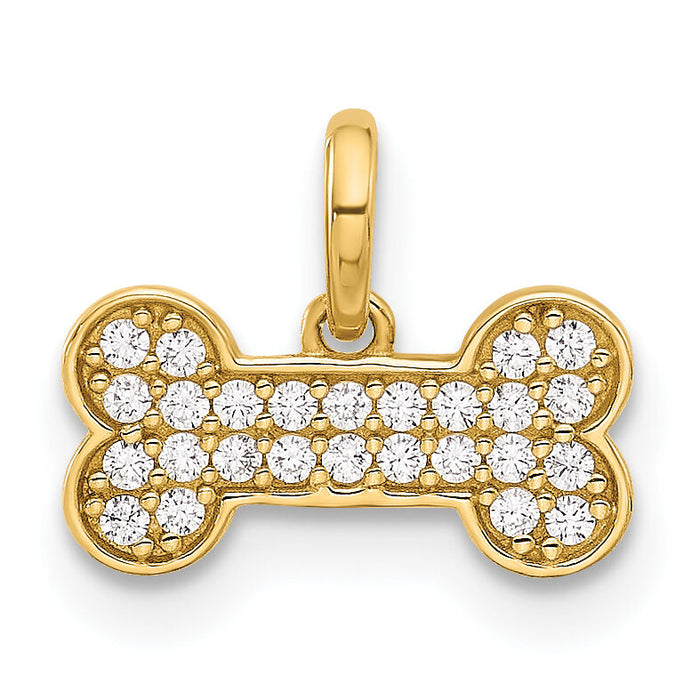14K Polished CZ Dog Bone Pendant-YC1586