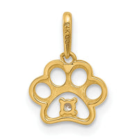 14k Polished CZ Paw Print Pendant-YC1587