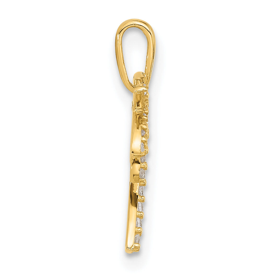 14K Polished CZ Palm Tree Pendant-YC1593