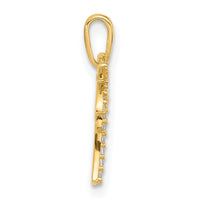 14K Polished CZ Palm Tree Pendant-YC1593