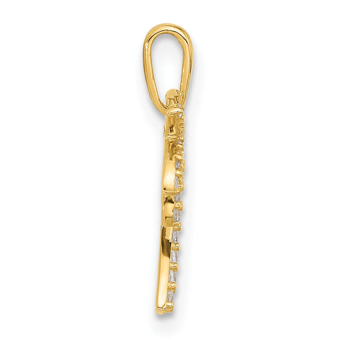 14K Polished CZ Palm Tree Pendant-YC1593