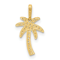 14K Polished CZ Palm Tree Pendant-YC1593