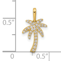14K Polished CZ Palm Tree Pendant-YC1593