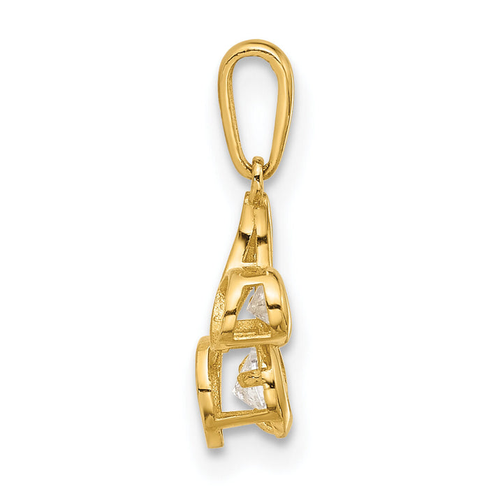 14K Polished CZ Music Note Pendant-YC1595