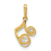 14K Polished CZ Music Note Pendant-YC1595