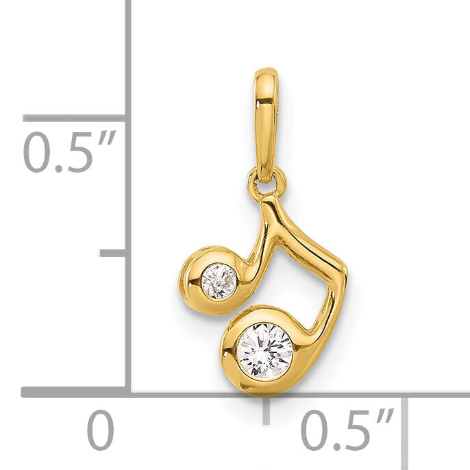 14K Polished CZ Music Note Pendant-YC1595