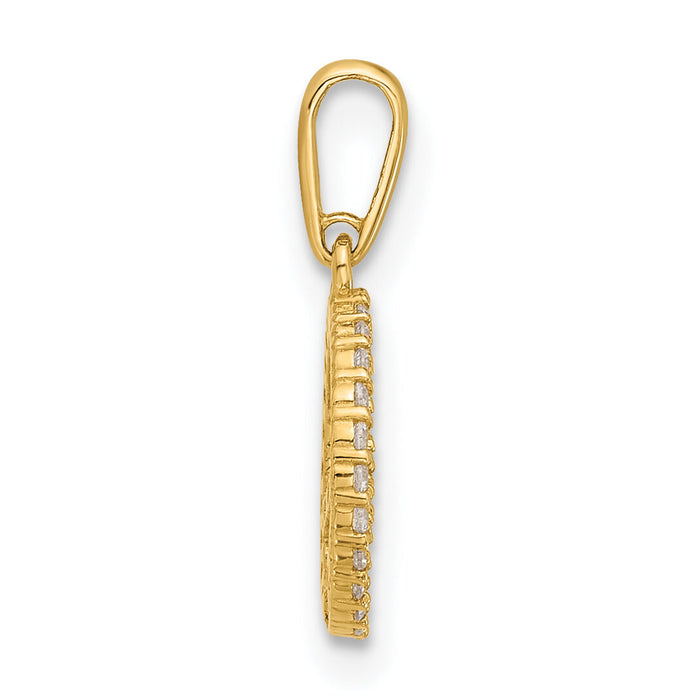 14k Polished CZ Peace Sign Pendant-YC1596