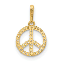14k Polished CZ Peace Sign Pendant-YC1596