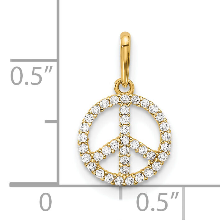 14k Polished CZ Peace Sign Pendant-YC1596