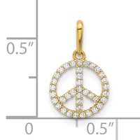 14k Polished CZ Peace Sign Pendant-YC1596