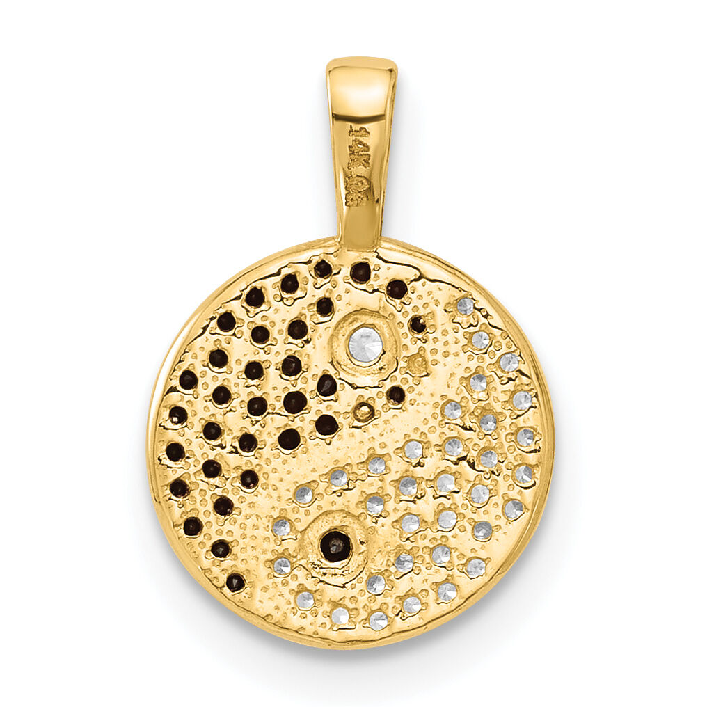 14k with Rhodium Black and Clear CZ Yin and Yang Pendant-YC1597