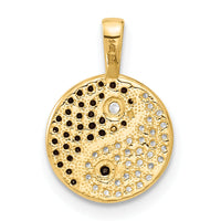 14k with Rhodium Black and Clear CZ Yin and Yang Pendant-YC1597