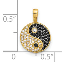 14k with Rhodium Black and Clear CZ Yin and Yang Pendant-YC1597