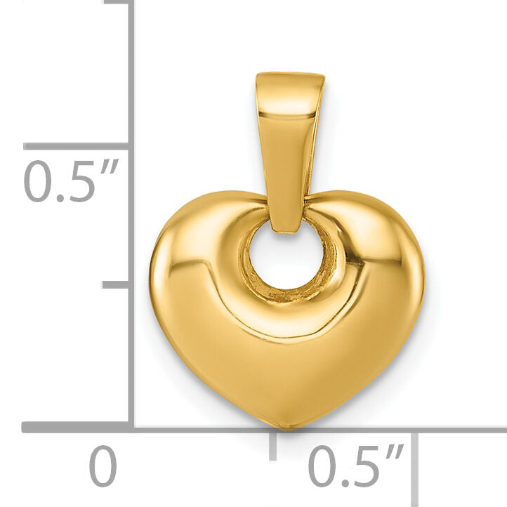 14K Polished Puffed Heart Pendant-YC1599