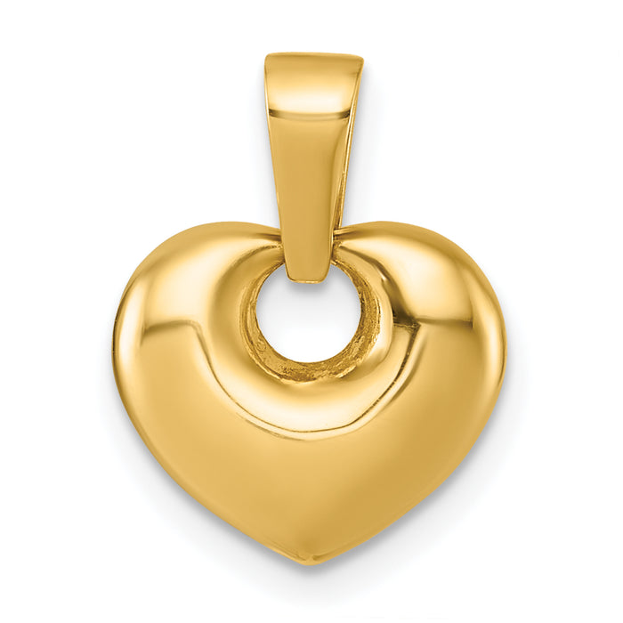 14K Polished Puffed Heart Pendant-YC1599