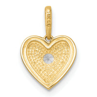 14k Polished and Textured CZ Floral Heart Pendant-YC1600