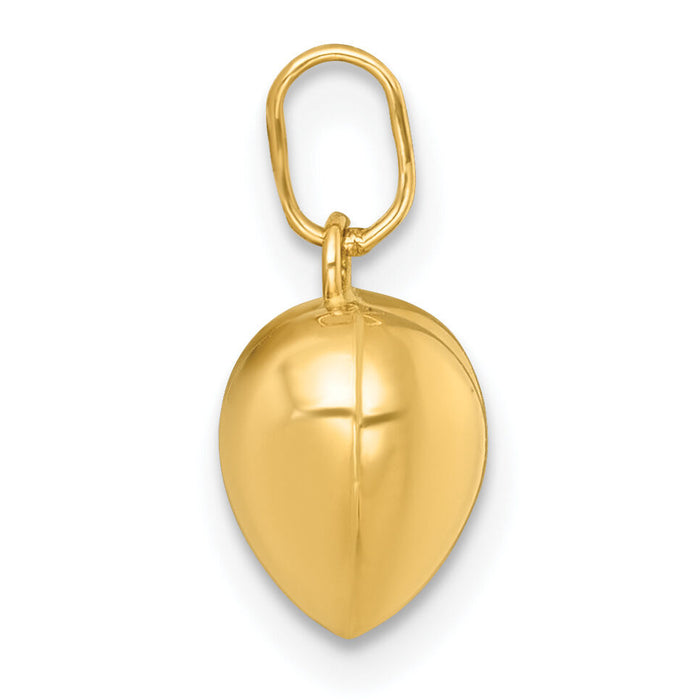 14k Polished 3D Heart Charm Pendant-YC1601