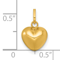 14k Polished 3D Heart Charm Pendant-YC1601