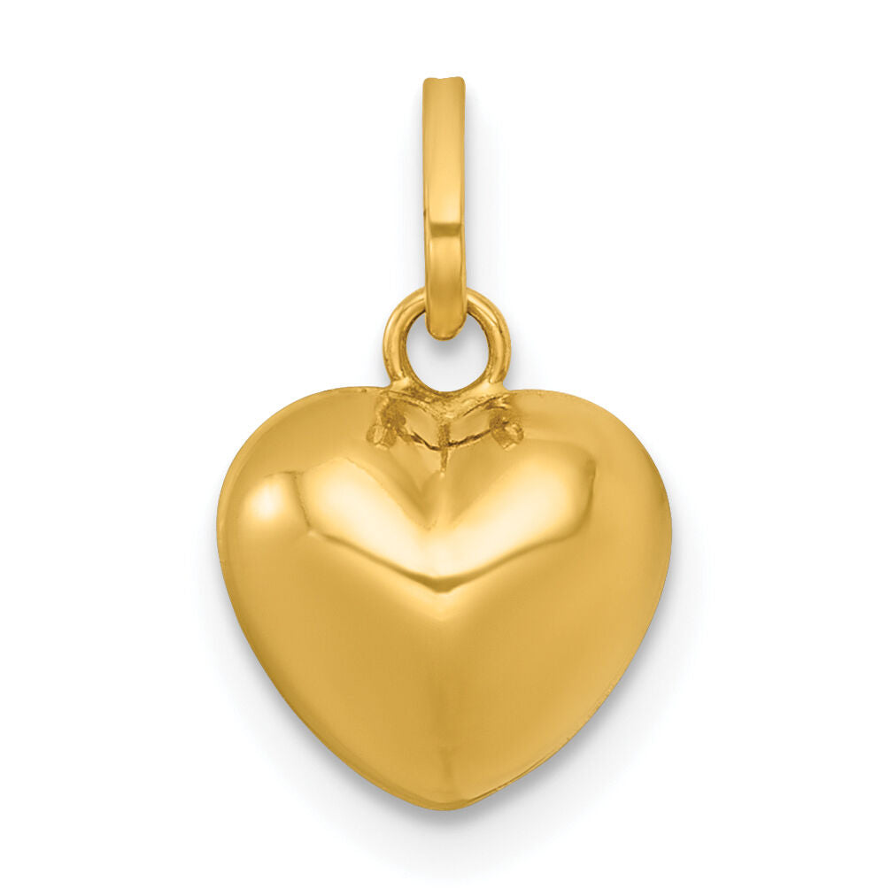 14k Polished 3D Heart Charm Pendant-YC1601