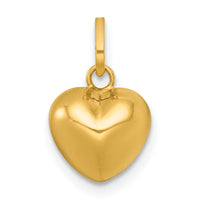 14k Polished 3D Heart Charm Pendant-YC1601