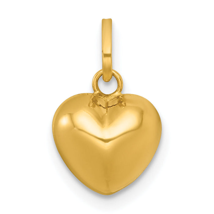 14k Polished 3D Heart Charm Pendant-YC1601