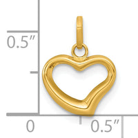 14k Polished Open Heart Charm Pendant-YC1603