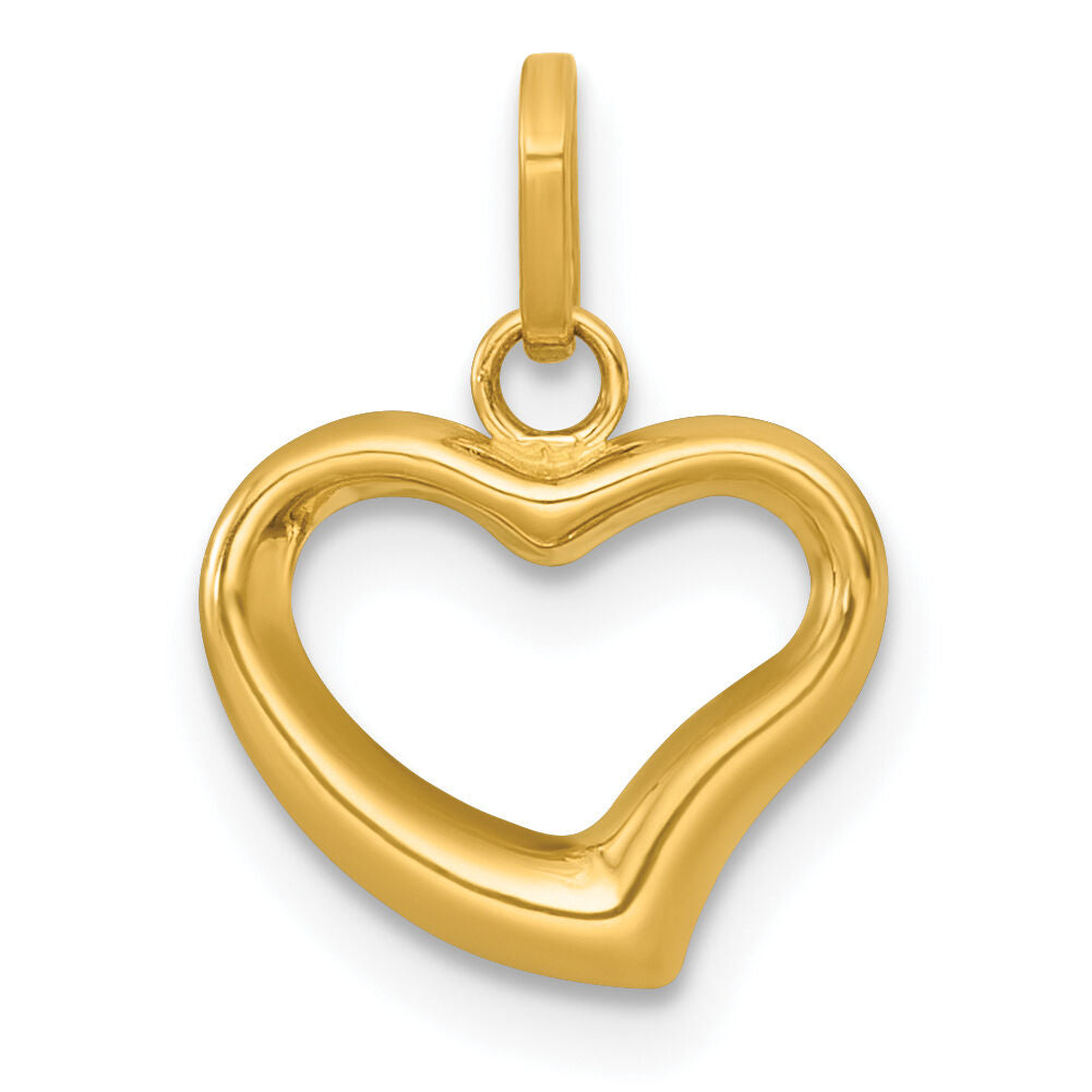 14k Polished Open Heart Charm Pendant-YC1603