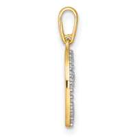 14k Polished CZ Open Heart Pendant-YC1604