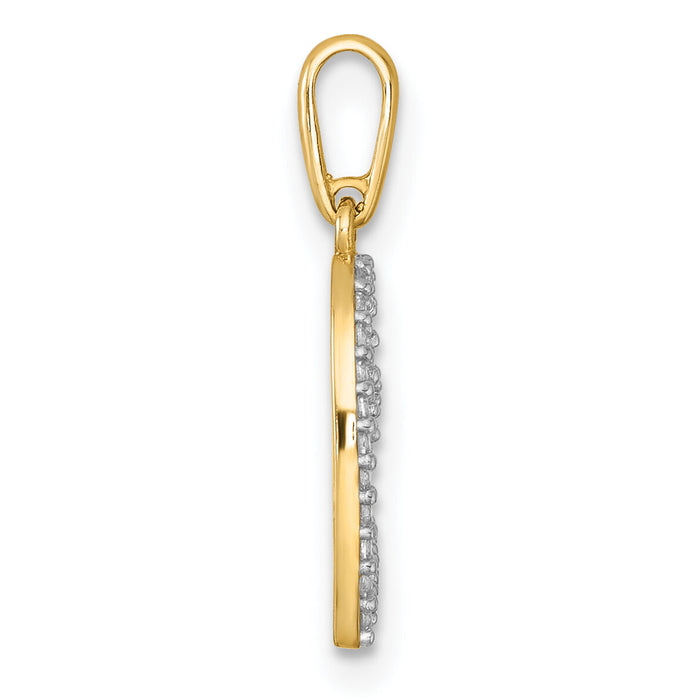 14k Polished CZ Open Heart Pendant-YC1604
