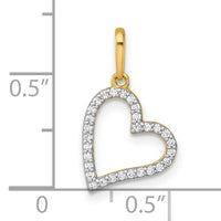 14k Polished CZ Open Heart Pendant-YC1604