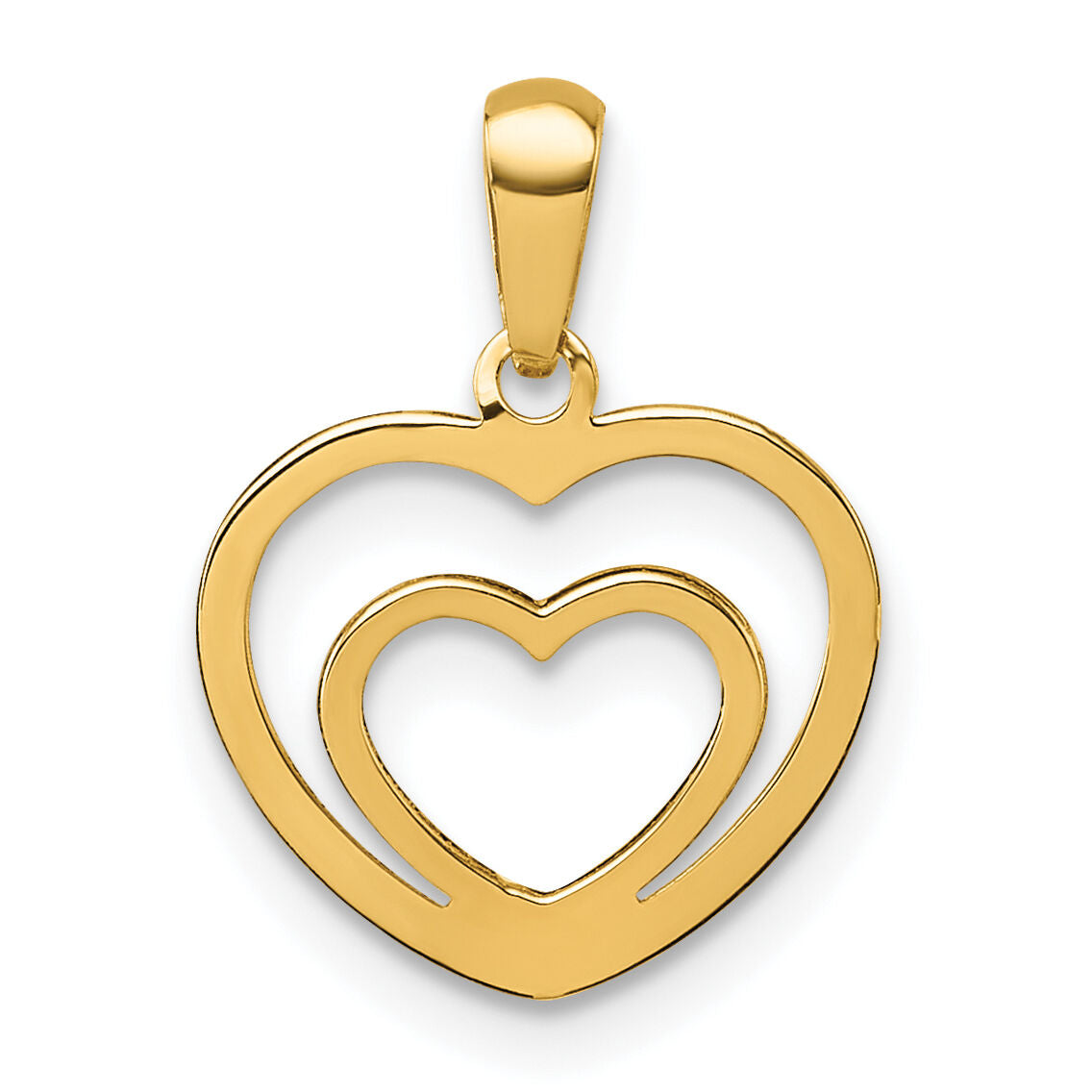 14K Polished Double Heart Pendant-YC1605