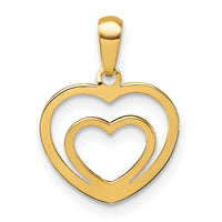 14K Polished Double Heart Pendant-YC1605
