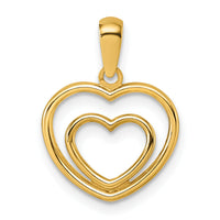 14K Polished Double Heart Pendant-YC1605