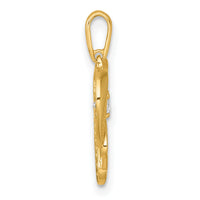 14k Polished CZ Mom Heart Charm-YC1606