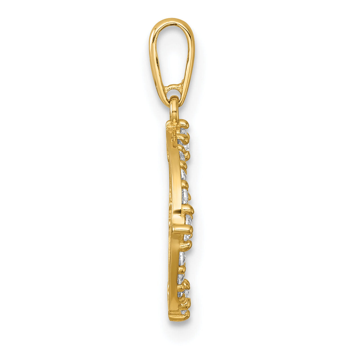 14k Polished CZ Circle Pendant-YC1608