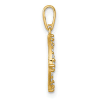 14k Polished CZ Circle Pendant-YC1608