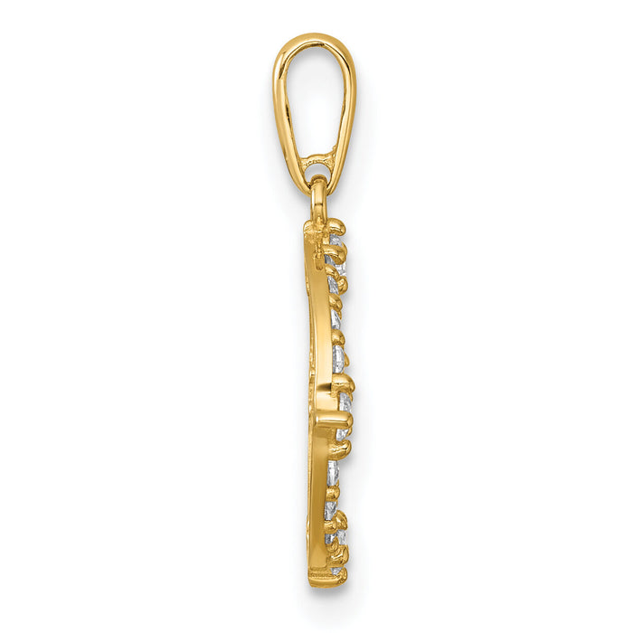 14k Polished CZ Circle Pendant-YC1608